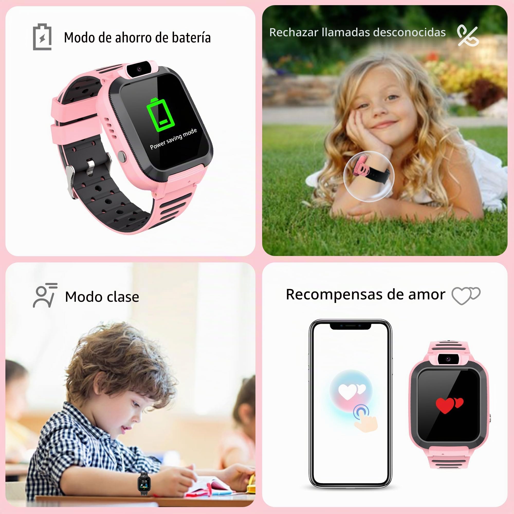Reloj Inteligente Niño con GPS Localizador - Llamadas Teléfonos Despertador Chat de Voz Juego IP68 Impermeable Modelo de Aula SOS - Smartwatch para Niños Niñas Digital Cumpleaños Regalos