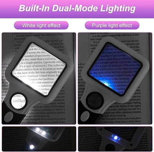 Vista 4 de Lupa LED compacta con luz, lupa iluminada de mano 5X 45X para leer letras pequeñas y finas, ayuda de baja visión para personas mayores, lente
