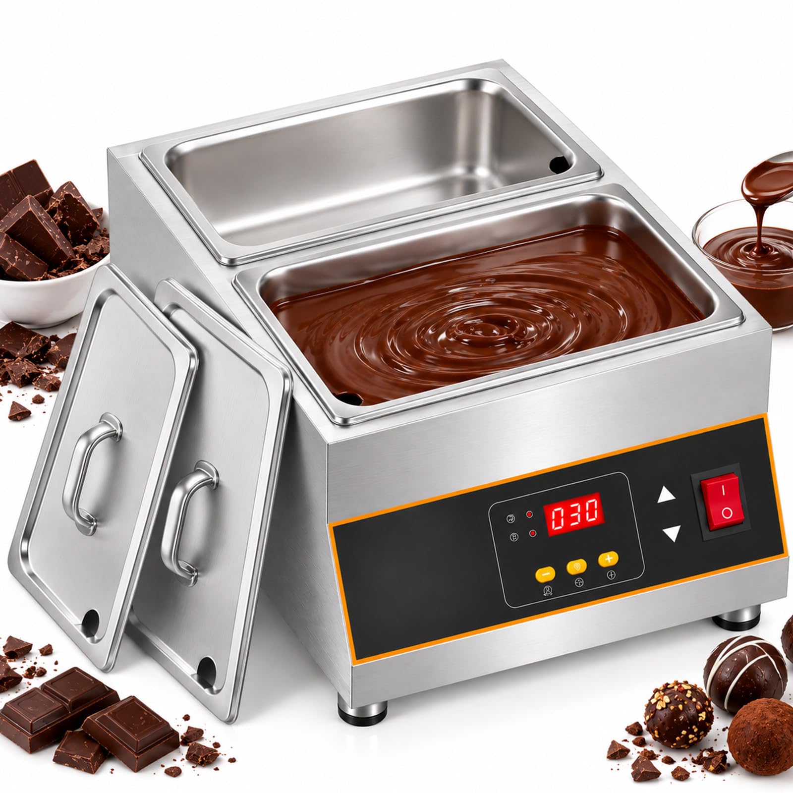 Macchina per Temperare Il Cioccolato, Fondente Elettrico 2-Tank