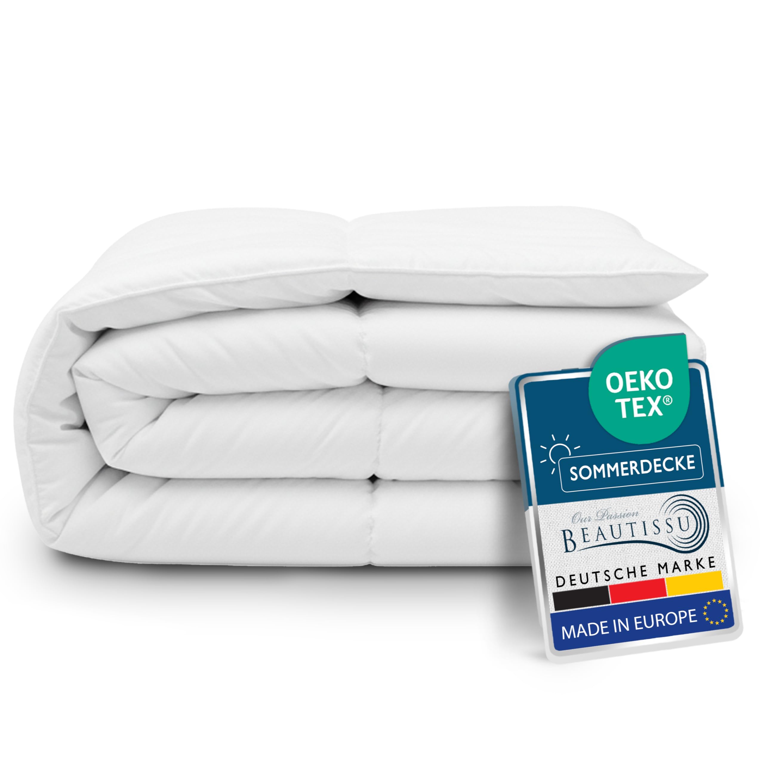 Beautissu BeauNuit SD Bettdecke 135x200 cm Sommer – Leichte Sommerdecke für Allergiker geeignet – Dünne Steppdecke Atmungsaktive Kühlende Decke Sommerdecke leicht