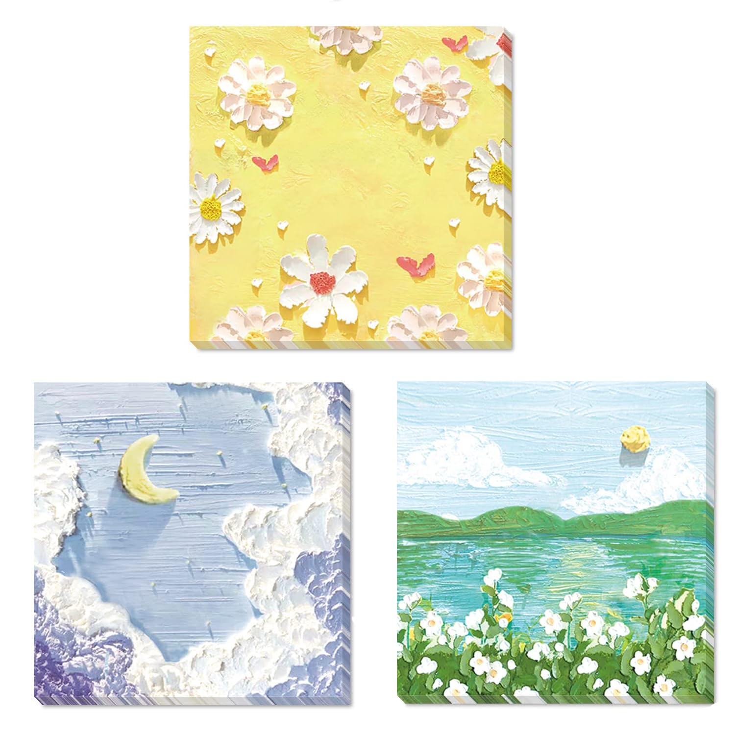 Sweet seven 300 Pages Aesthetic Memo Pads Set - Creative Stationery for Work, Study, and Office Supplies Beautiful Flowers and Scenery Oil Painting - Smooth Writing for To-Do Lists, Notes, and More