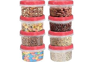 8 Ounce Reusable Small Plastic Freezer Storage Container Jars with Screw Lid