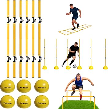 6 Pack 5FT Adjustable Soccer Agility Poles Detachable Training Slalom Sticks for Speed, Footwork & Turf Drills