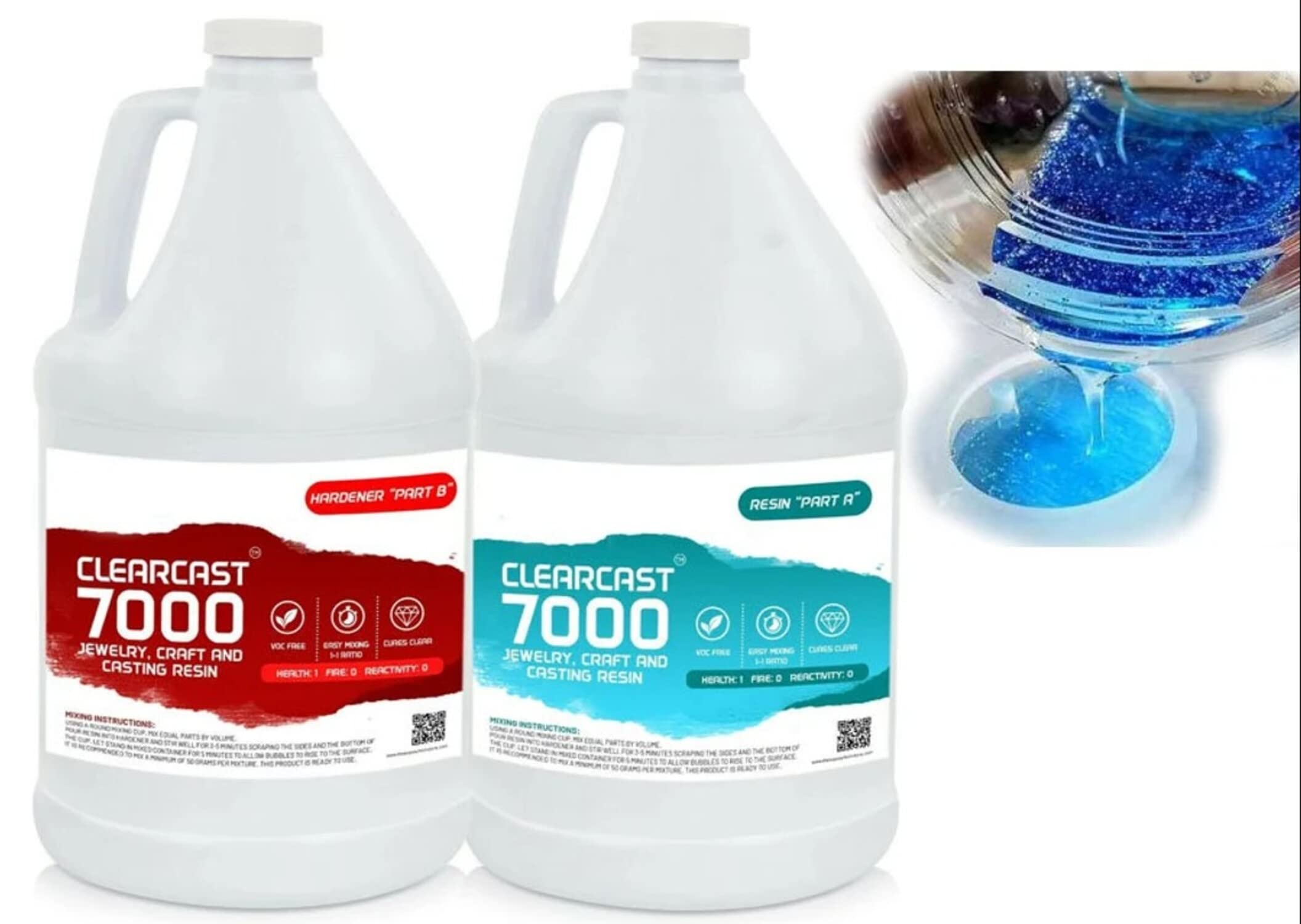 1 Gallon Kit Clear Epoxy Resin Easy Mixing, Clearcast 7000 Epoxy Resin