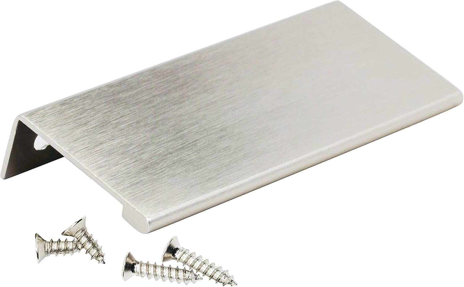 Rok Hardware 10 Pack 3-5/32" (80 mm) Finger Edge Pull 3-15/16" (100 mm) Length Aluminum Metal Brushed Stainless Steel Finish Home Kitchen Door Drawer Cabinet Handle P898980SS