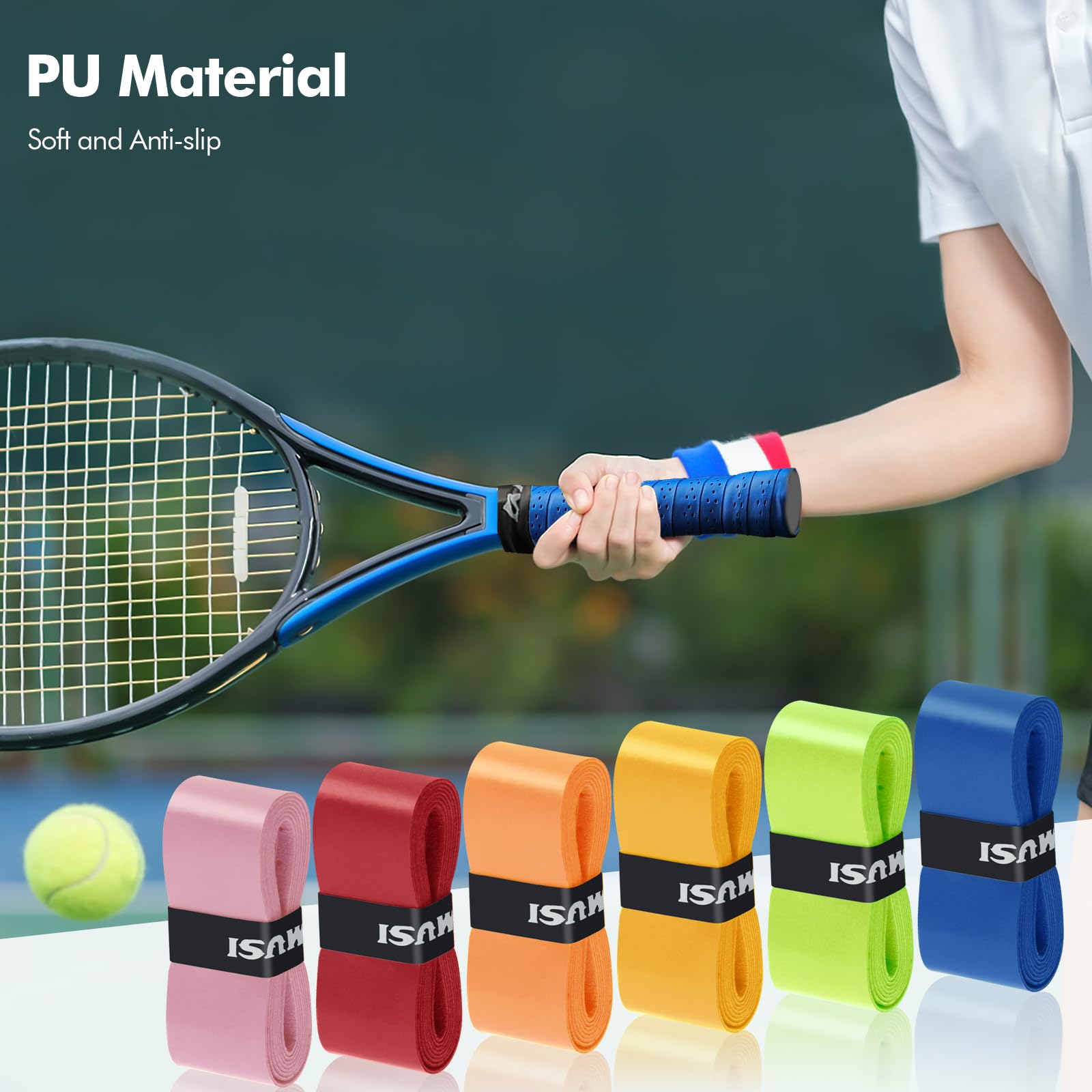 poeland Paquete de 4 cintas de agarre antideslizantes para raquetas, antideslizantes, absorbentes para tenis, bádminton, pickball