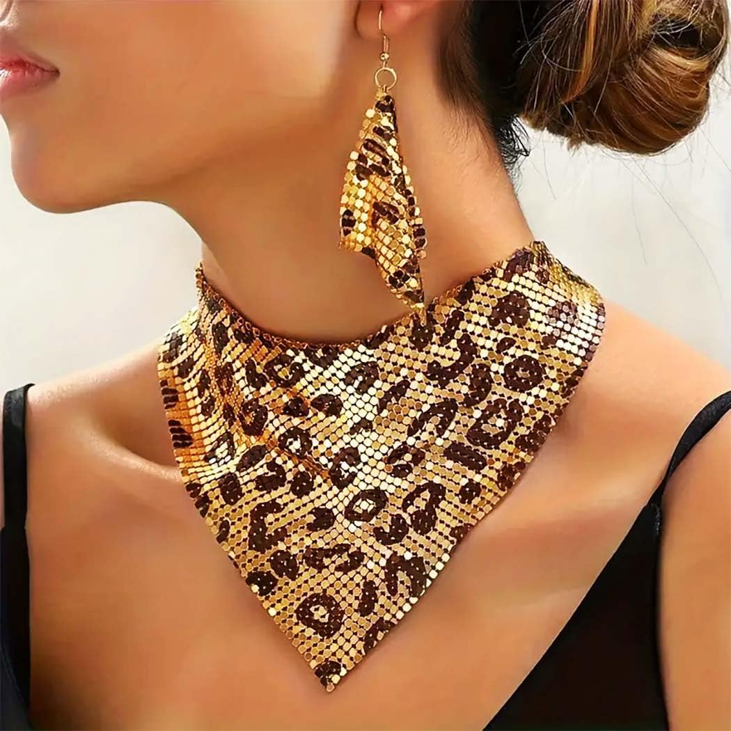 Sixexey Leopard Jewelry Set Black and Gold Leopard Print Necklace Earrings Jewelry for Women - Image 3