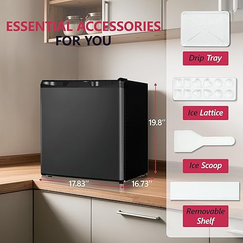 Miniatura 5 de Mini refrigerador de 1.7 pies cúbicos con congelador, refrigerador compacto de una sola puerta reversible, termostato ajustable y mini refrigerador
