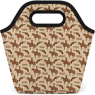 Lunch Box for Women Men Texas Cowboy Horse Kansas Portable Insulated Waterproof Reusable Lunch Bag for Office Hiking