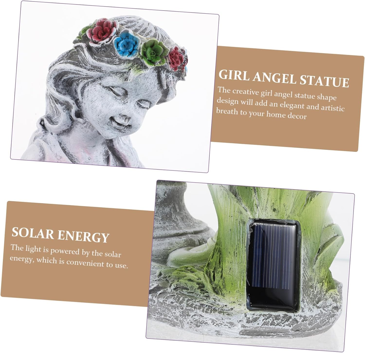 Angoily 1pc Garden Solar Light Decor Resin Fairy Statue Lamp for Outdoor Adornment Unique Lawn Decoration Vivid Angel Figurine for Home and Garden Use