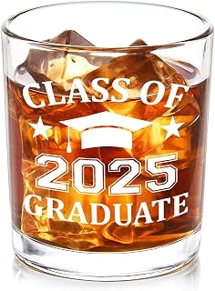Futtumy Graduation Gifts, Graduation Gifts for Him, Class of 2025 Graduate 10 oz Whiskey Glass, 2025 Graduation Old Fashioned Glass, College High School Masters Graduate Gift, Grad Gift for Men