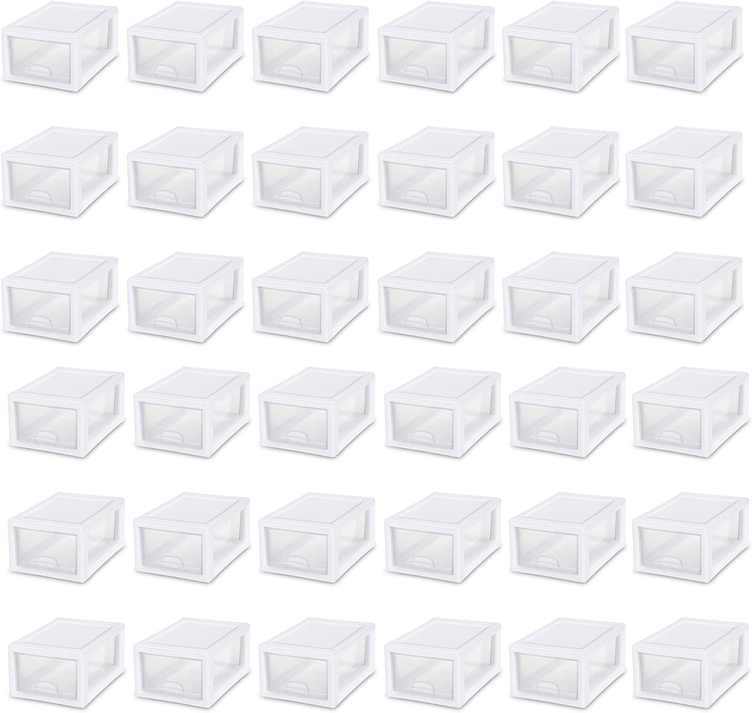 Sterilite 20518006 Stackable Small Drawer White Frame & See-Through (36 Pack)
