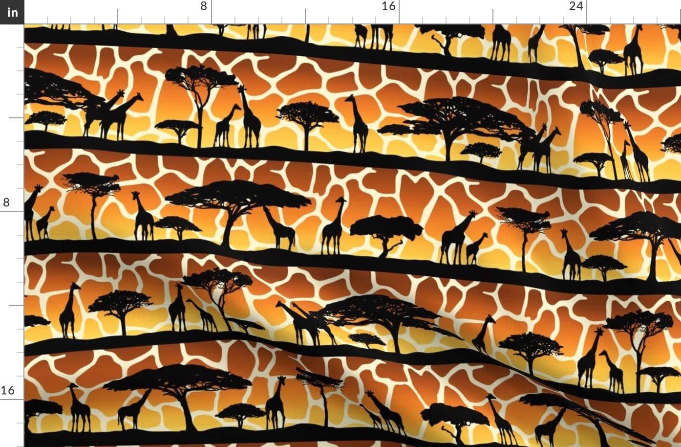 Spoonflower Fabric - Giraffe Sunset Safari Animals Print Printed on Organic Cotton Sateen Fabric by The Yard - Sewing Quilting Apparel Home Decor