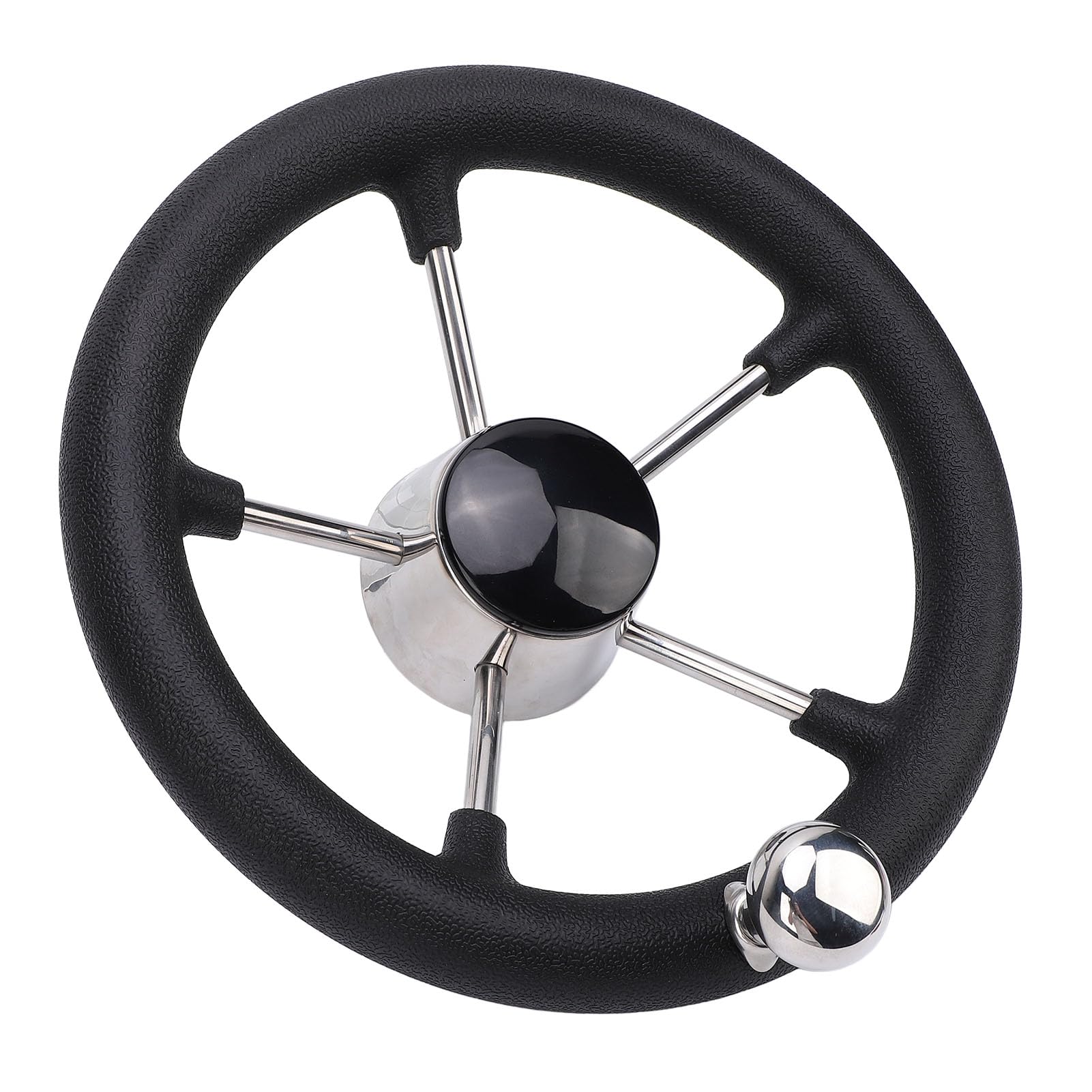 Volante para Barco de 11 Pulgadas, 5 Radios, 25 Grados, Acero Inoxidable 304 Volante para Barco de 11 Pulgadas, 5 Radios, Acero Inoxidable 304 de 25 Grados con Agarre de Espuma para Barcos,