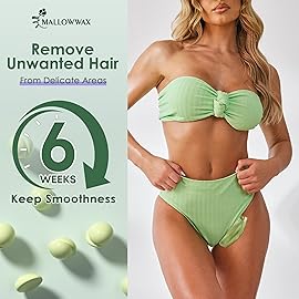 Mallowwax Hard Wax Beads - Wax for Sensitive Skin Hair Removal - Tea Tree Wax Beads for Face, Underarms, Bikini, Legs