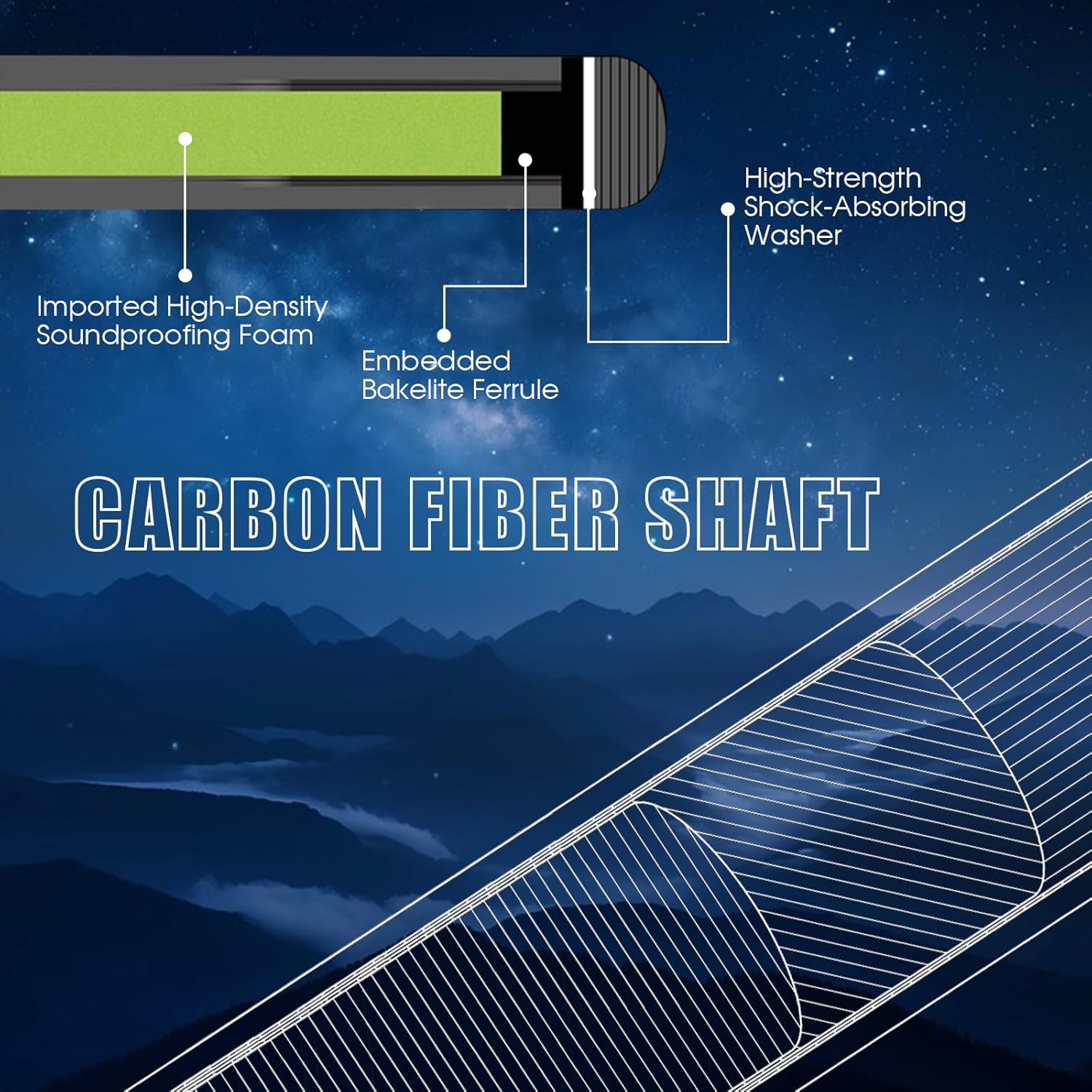 PODAYUDE Little Monster カーボンファイバージャンプキュー - 4ピース