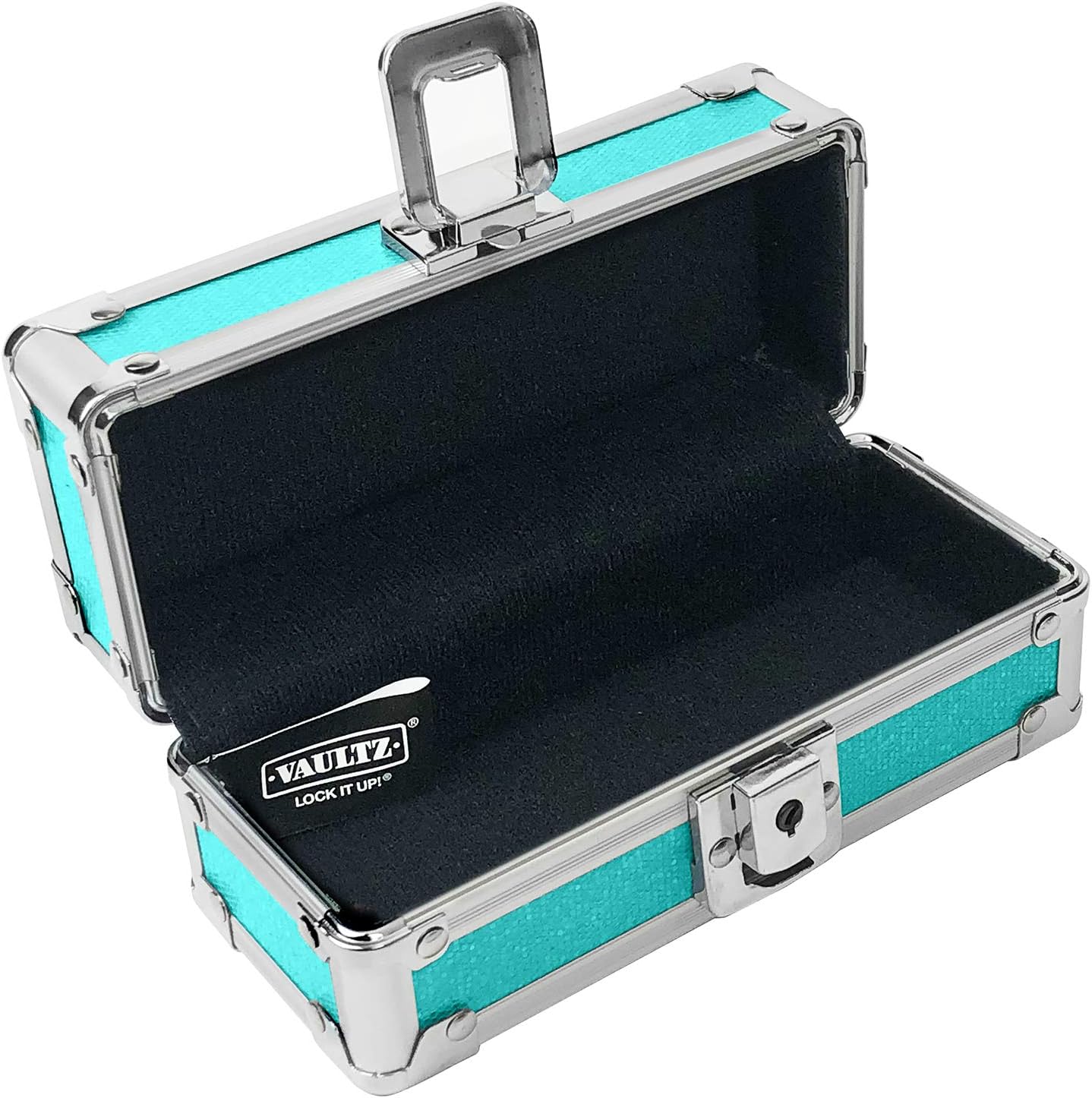 Vaultz Locking Sunglass Case, Blue/Teal Sparkles, 6.5” W x 2.75” L x 2.75” D : Clothing, Shoes & Jewelry