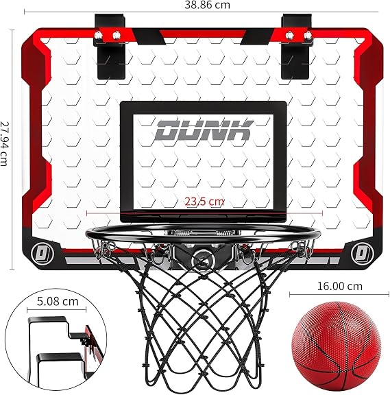 TEMI Basketballkorb Indoor Mini-Basketballkorb mit 4 Bällen über die Tür Basketballband für Kinder und Erwachsene Basketball-Spielzeug für Jungen Mädchen Alter 3 4 5 6 7 8 9 10 11 12