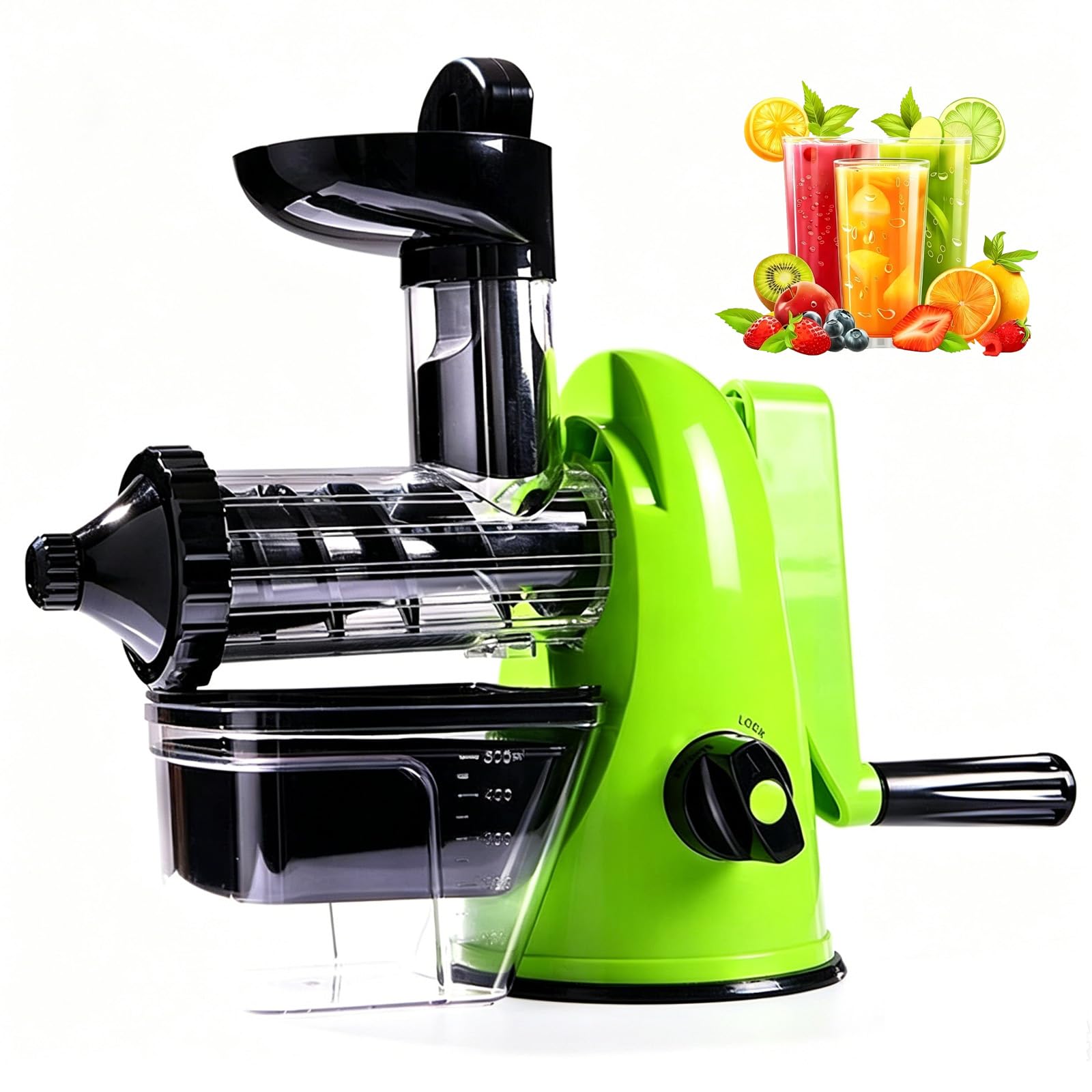 Machine à Serrer La Main, Jus De Fruit Manuel Portable 500ml, Fabricant De Jus Frais Pour Maison Et Camping, Faible Bruit Et Facile à Utiliser Pour Extracteur De Légumes Et Fruits Entiers green