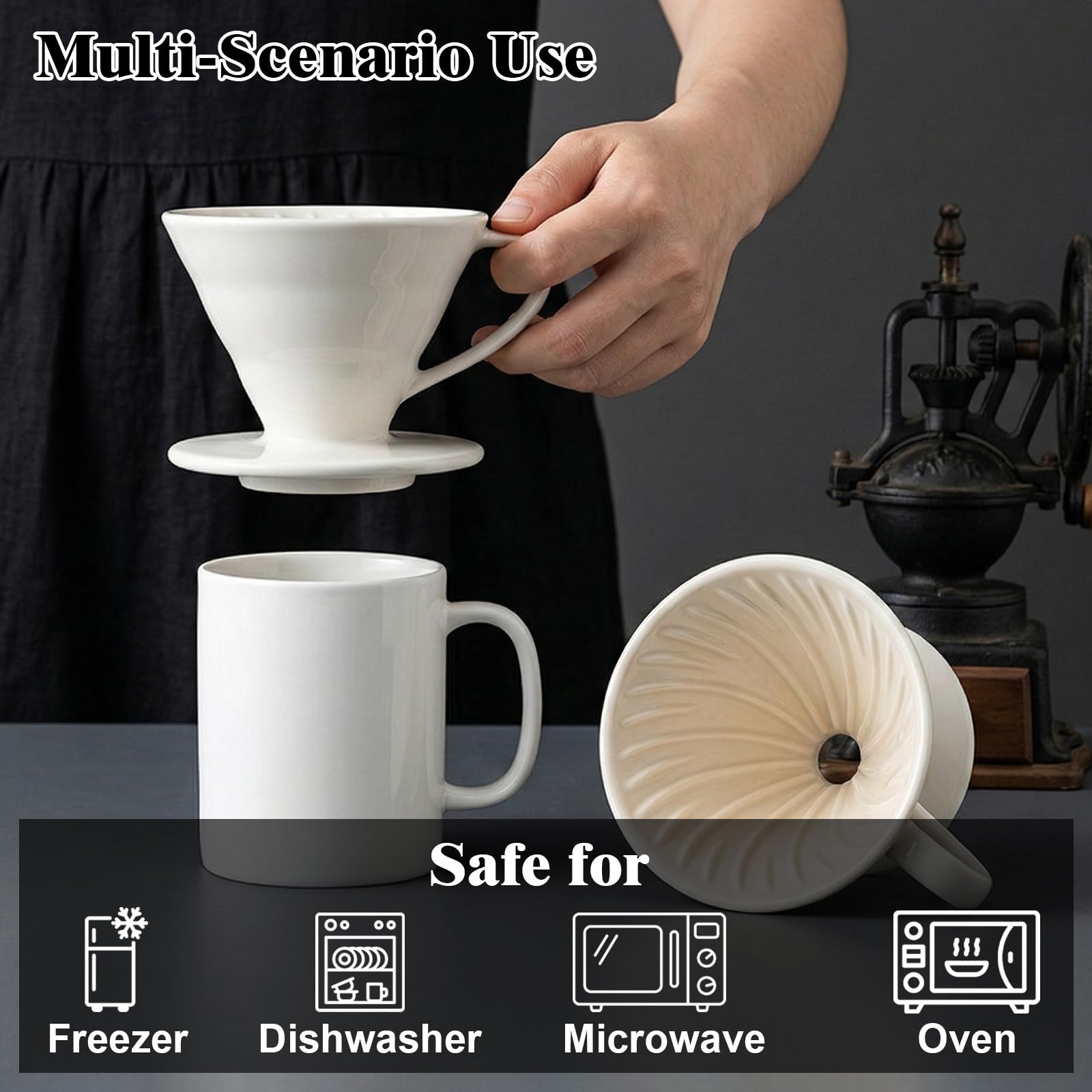 filtr do kawy porcelanowy rozmiar 4, filtr do kawy rozmiar 4 na filtry 1x4, trwały uchwyt na filtry do kawy z porcelany do domu, kawiarni, restauracji, prezent dla mamy, taty, przyjaciół