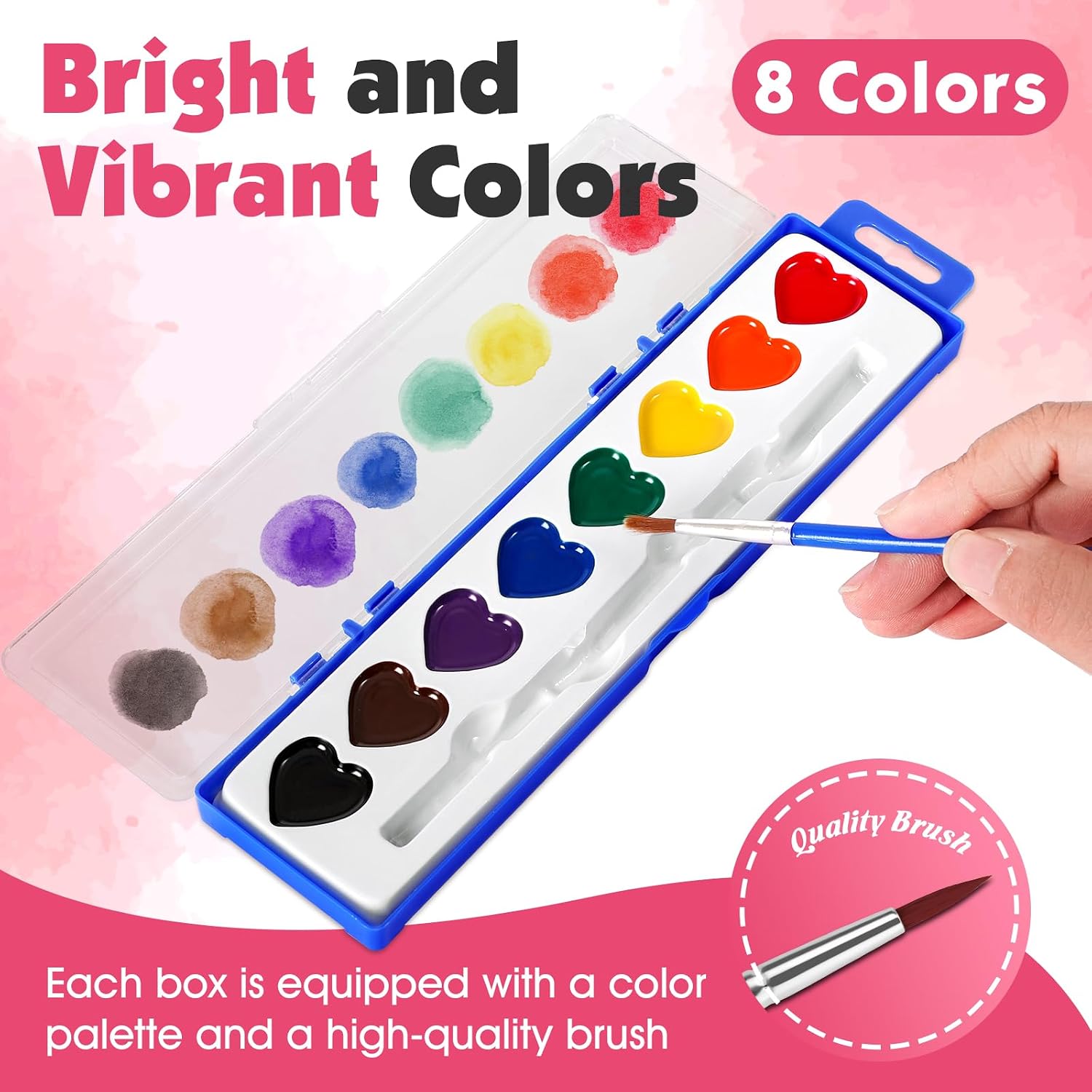 30 Pack Heart Watercolor Paint Set Bulk for Kids, Washable Water Colors | Non-Toxic Water Color Paint Set for Kids, Ideal for Party Favor, Classroom, Valentine's Day Gifts, Prizes Exchange Gifts
