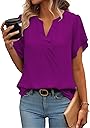 Zeagoo Womens Dressy Casual Shirts Short Sleeve V Neck Work Blouse Business Casual Summer Chiffon Tops