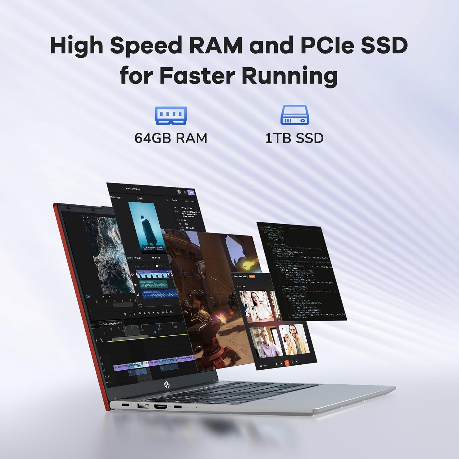 NIMO 15.6" FHD lPS-Business-Laptop, 8 Cores Intel i5-12450H 64GB RAM 1TB SSD (Beat i7-11800H, Up to 4.4 GHz) Student Computer with 100W Type-C Fingerprint Backlit Keyboard WiFi-6 Numpad Win 11