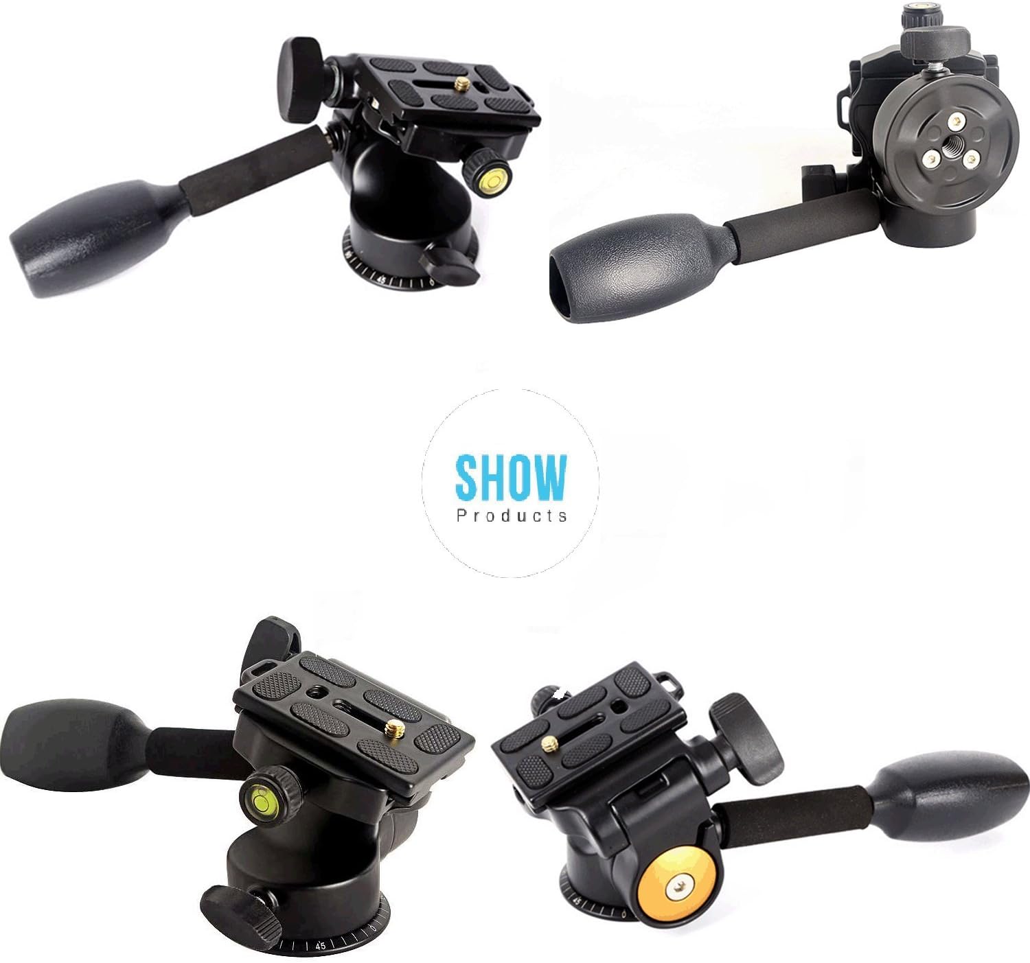 EXMAX® Q08 Video Tripod Ball Head 3 Way Tripod Head Rocker Arm 360 Rotation Panoramic Head Video Pan Head Quick Release Plate Tripod Tilt Head Adapter for Photography DSLR Camera DV Tripod Monopod