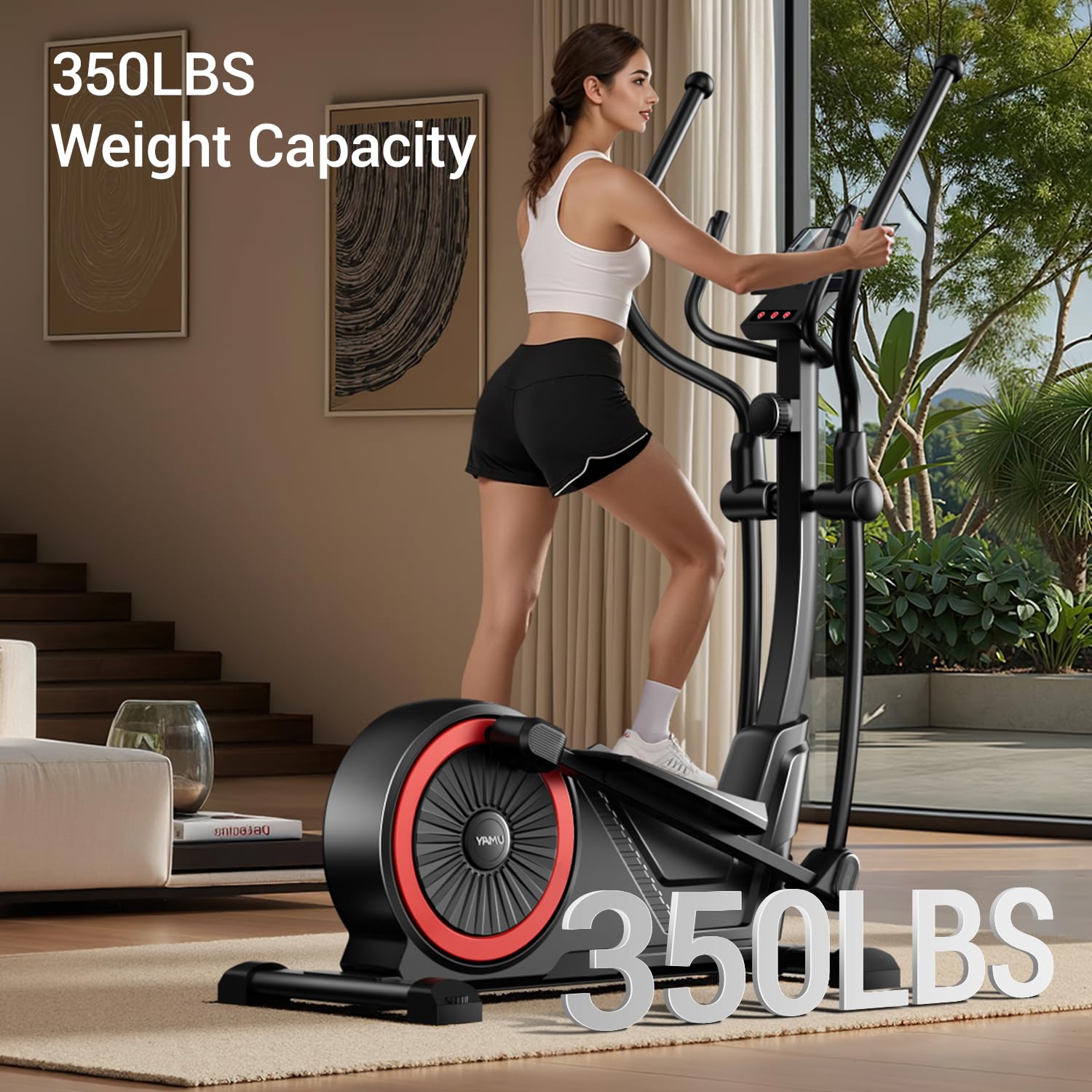 LONTEK Crosstrainer per casa, ellittica ultra silenziosa, con 16 livelli di resistenza, con volano da 7 kg e display LCD, sensore di pulsazione, portata fino a 159 kg