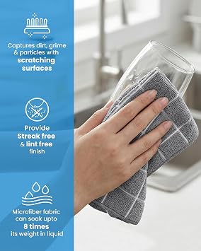 Utopia Towels 12 Pack Microfiber Fingertip Wash Cloths 12x12 Inch Grey