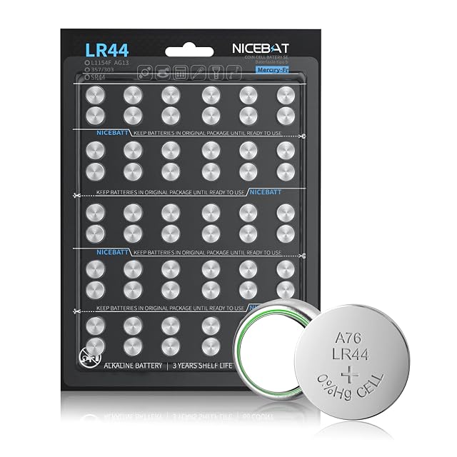 LR44 Batteries 60 Pack AG13 L1154F 357 303 SR44 A76 Premium Alkaline 1 5V Button Coin Cell Battery
