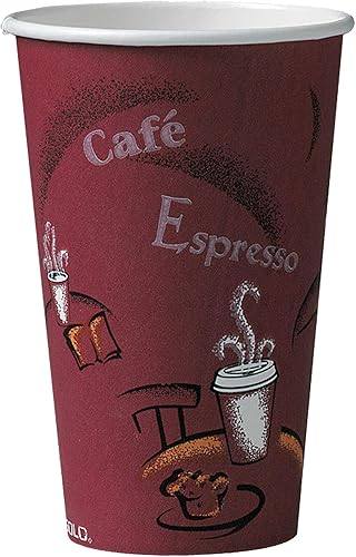 Miniatura 2 de SOLO Cup Company 316SI Bistro Design - Vasos para bebidas calientes, papel, 16 onzas, granate, 20 paquetes de 50 (caja de 1000) TLP316-0007 White