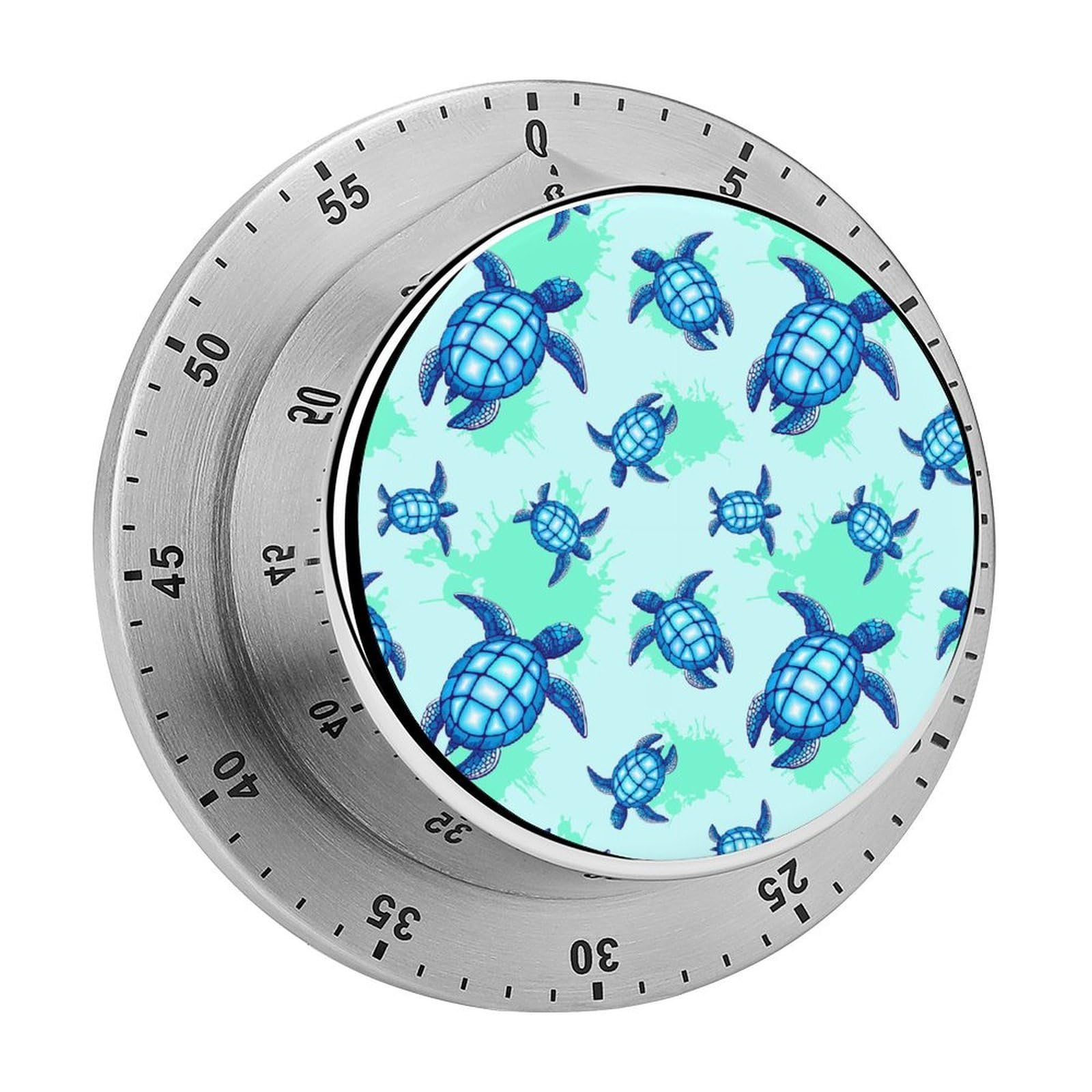 Ocean Animal Turquoise Blue Sea Turtles Circular Rotating Timer, Suitable for Kitchen and Bedroom