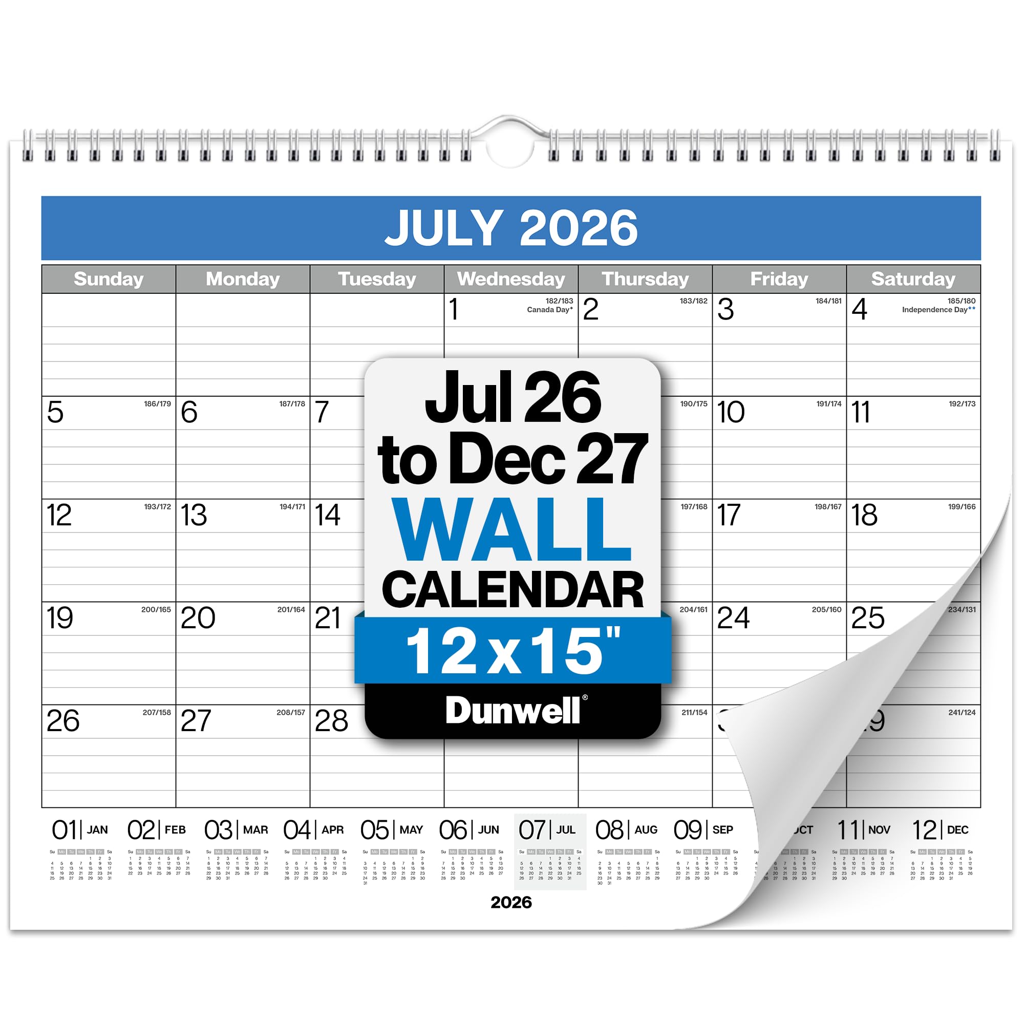 Amazon.com: Dunwell Wall Calendar 2026-2027, 15