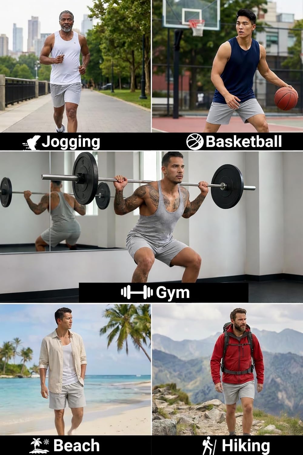 2 Pack Men’s Athletic Shorts, Quick Dry Lightweight Gym Shorts with Pockets for Running Workout Basketball Casual