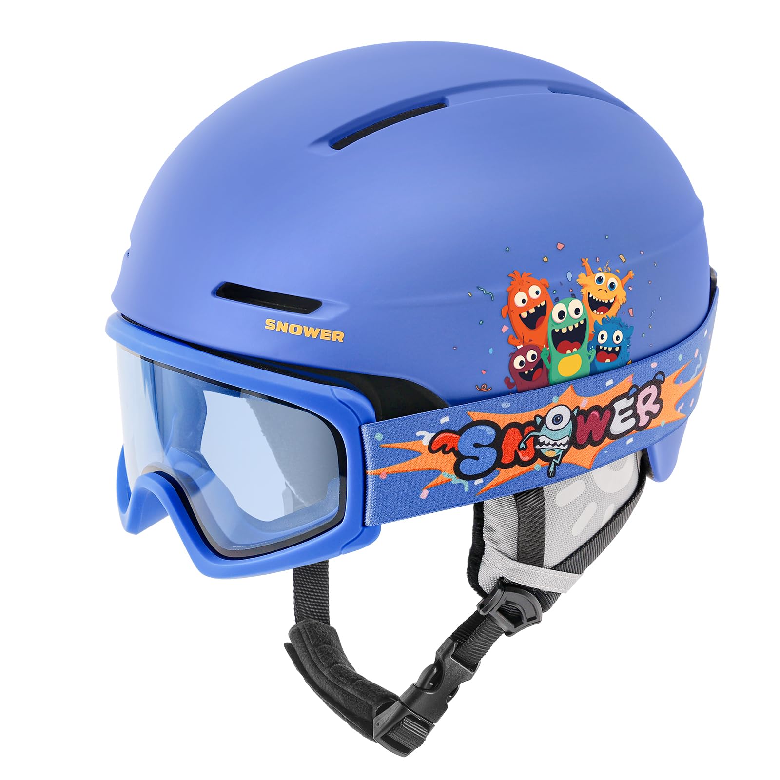 SNOWER Kids Ski Helmet with Goggles Set, Shockproof Durable PC Shell & EPS Foam, Snowboard Helmet and Goggles for Boys & Girls