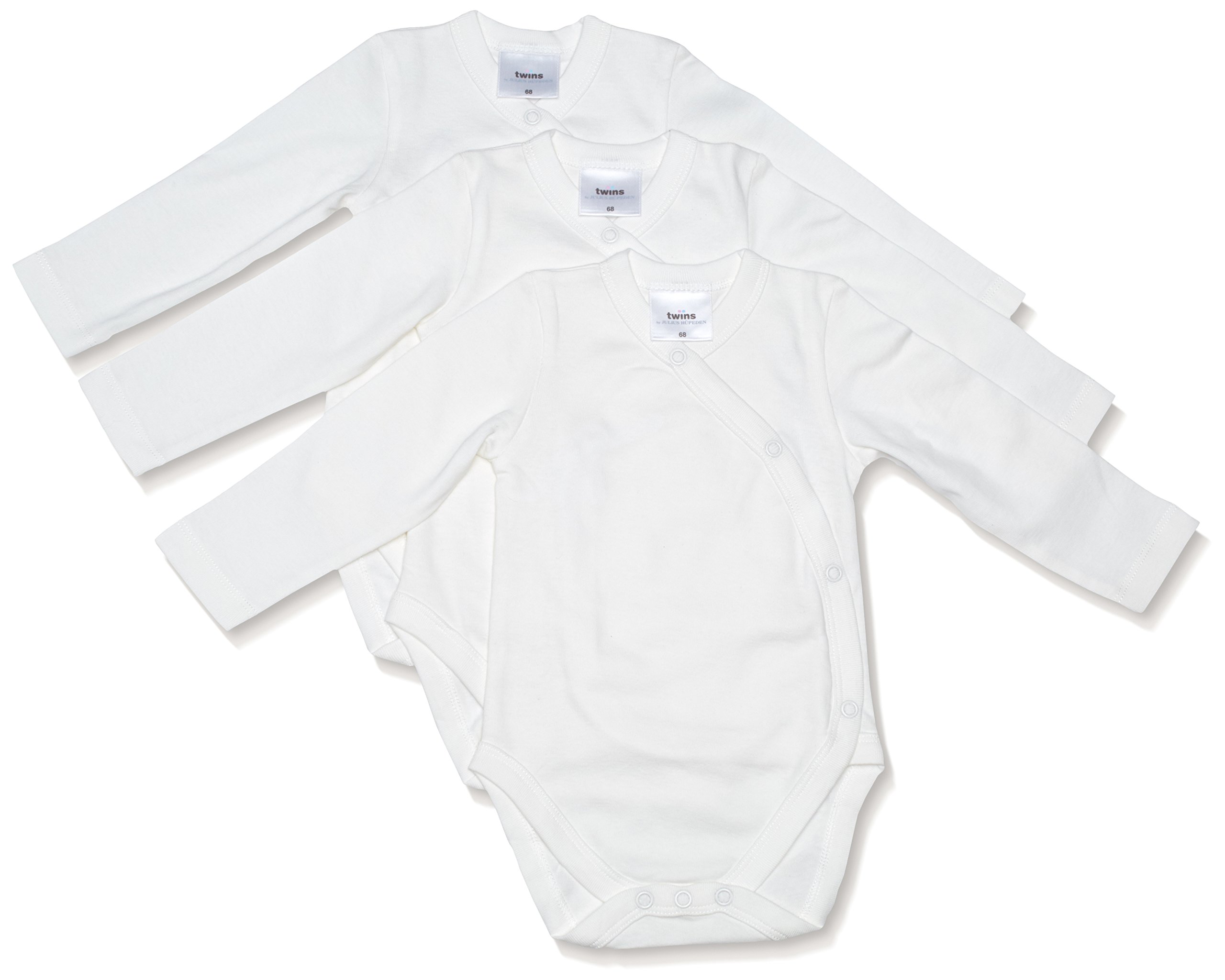 Twins Unisex Baby Organic Cotton Wrap-Around Bodysuit, Longsleeve, 3-Pack