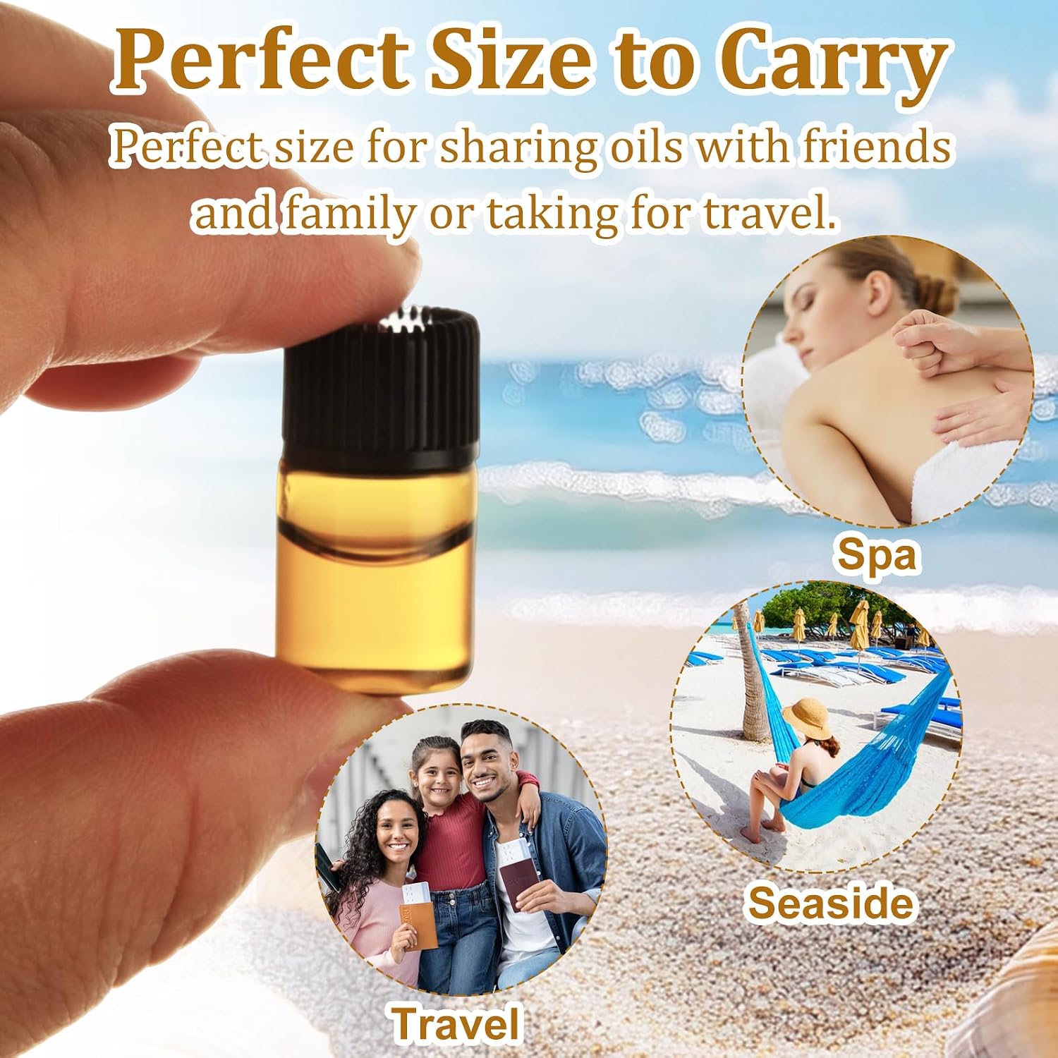 DAJAVE 200Packs Essential Oil Sample Bottles, 2ml Amber Glass Vials with Caps, Orifice Reducers, Labels and Transfer Droppers for Perfume, Fragrance, Travel Liquids