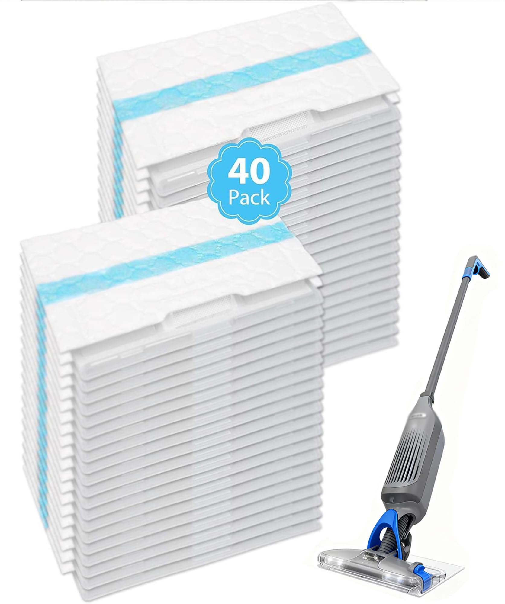 BRJ 40PC Disposable Mopping Pad Refills for Shark VACMOP Pro Hard Floor Vacuum Mop Pads Compatible with VM250 VM251 VM252 VM200 VC205 QM250 VM190 VM200P12 VMP30 - 1