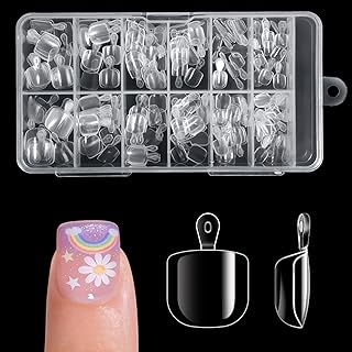 krofaue Kids Nail Tips with Handle - 240Pcs Soft Gel Press on Nails for Girls & Children for Easy DIY Nail Tips Art, 12 Sizes Fingernail Decoration (4-8 years old)