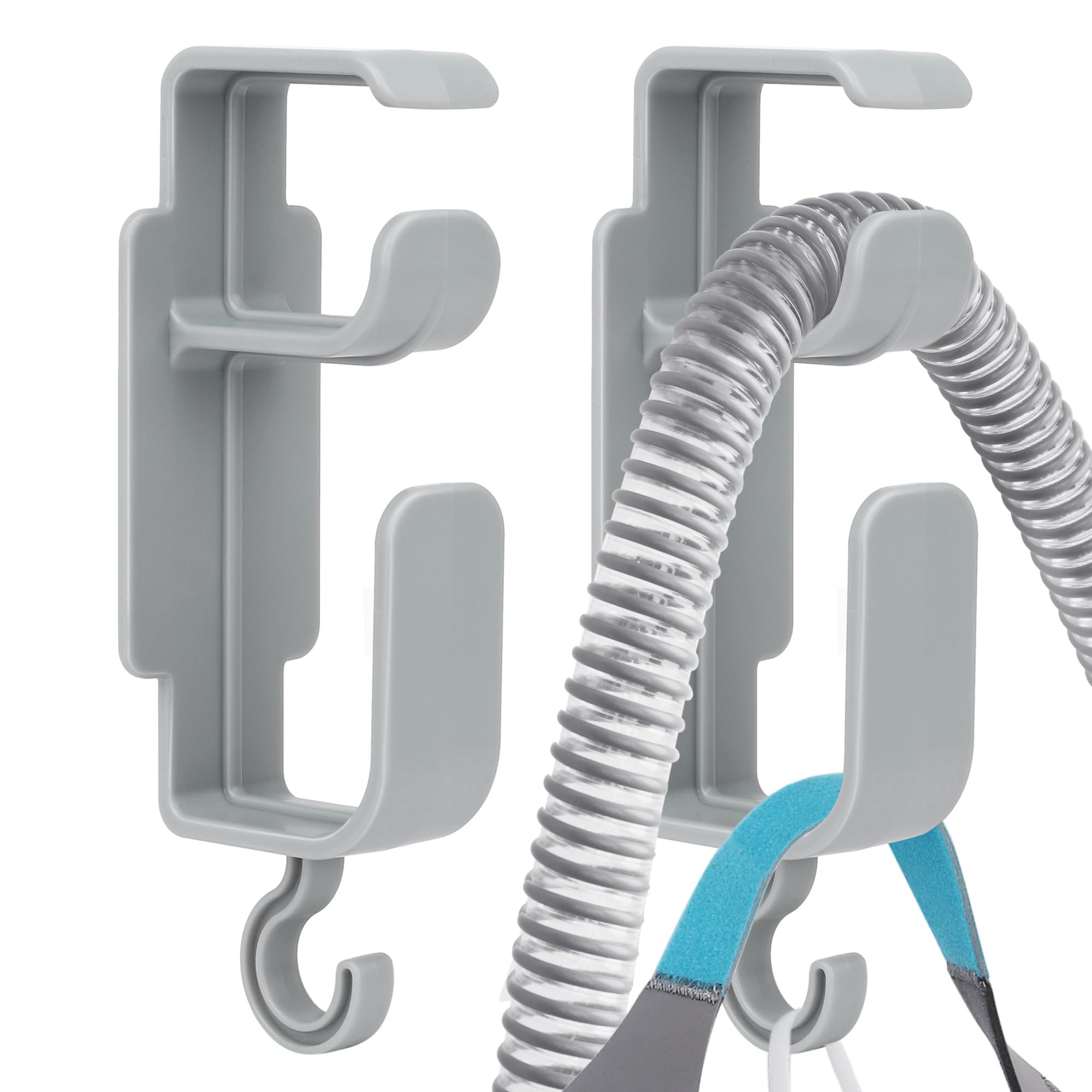 NITTIID2 Pack CPAP Hose Holder for Bed, CPAP Hose Hanger for Tube & Mask with Anti-Unhook Feature Hose Organizer Avoids Hose Tangle and Help You Sleep Better CPAP Hook with Free Strips