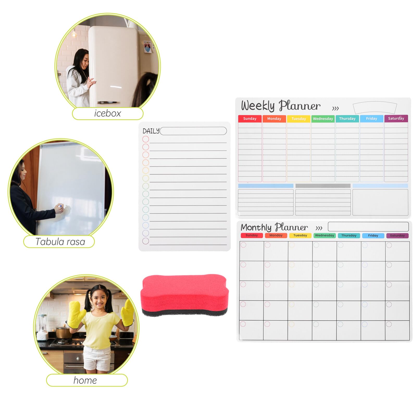 VILLCASE Wochenplaner mit Magnet für Kühlschrank Whiteboard-planer Magnetische Tagesplaner-tafel aus Robustem Kunststoffmaterial für Effiziente Terminkalender-organisation Abwischbare Notiz