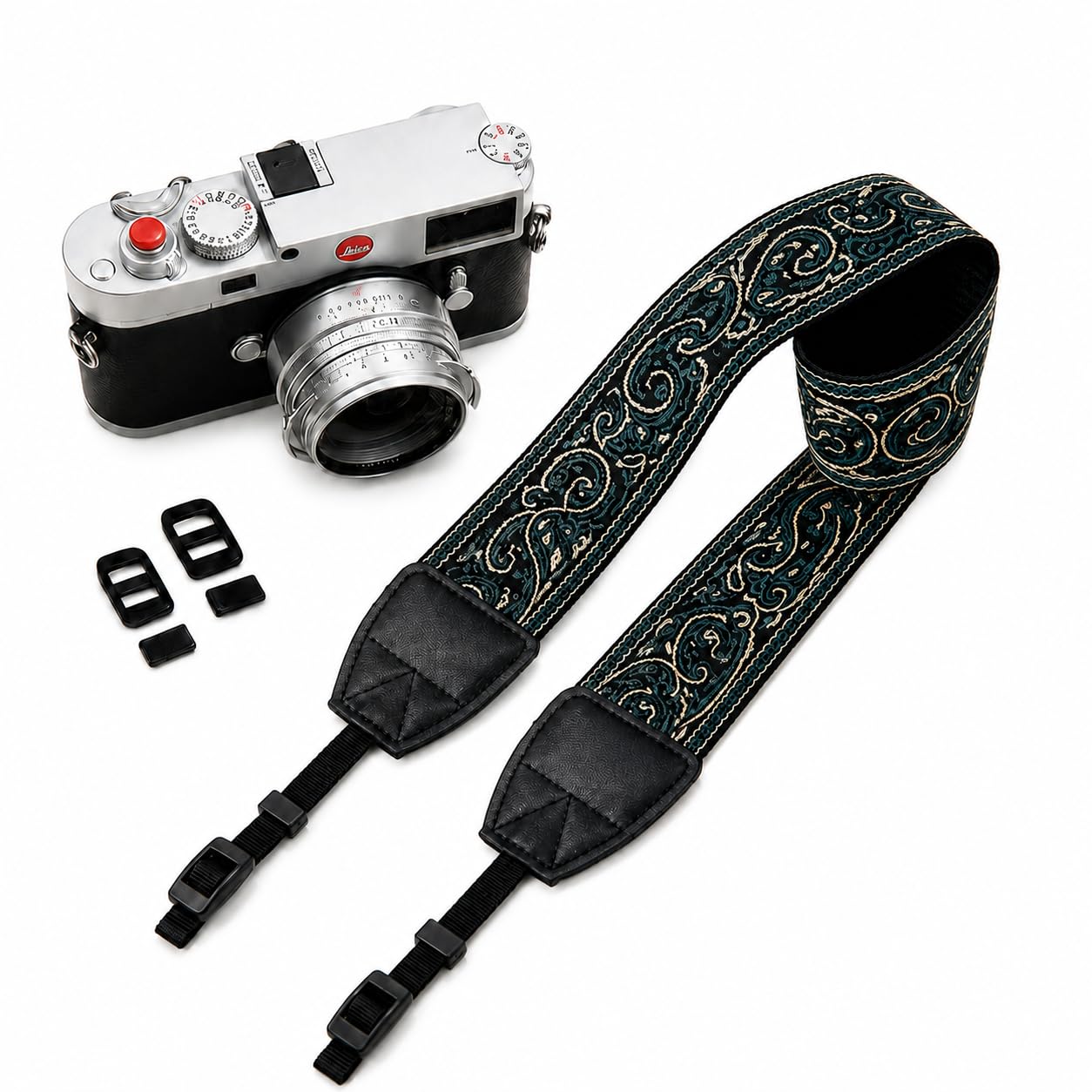 Vintage Paisley Camera Strap, 5cm Wide Adjustable Shoulder Neck Strap with Soft Padded Ends & Quick Release Connector for DSLR, Mirrorless, Film, CCD Camera, Travel Photography, Dark Green-picture-32