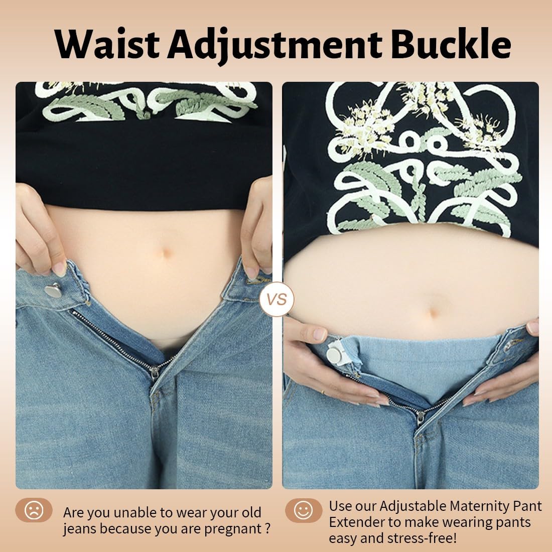 10 Piezas Extensores de Pantalones para Embarazadas, correas de extensión con Botón Ajustable, Alargador Pantalon Embarazada, Extensión de Cintura para Embarazo, Adaptador Pantalon Embarazada — view 3