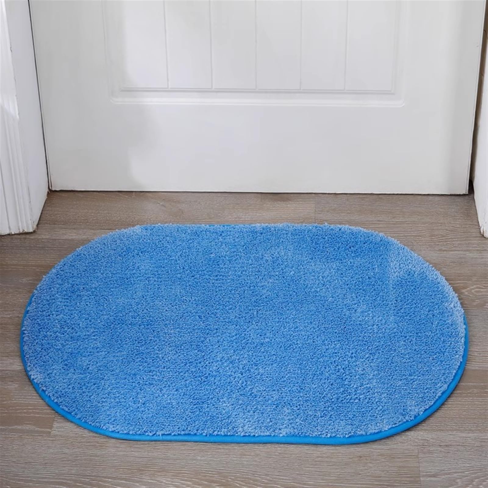 Insun Badezimmerteppich Oval Badematte rutschfest Badteppich Saugfähig Schnelltrocknend Maschinenwaschbar Blau 60 x 90 cm