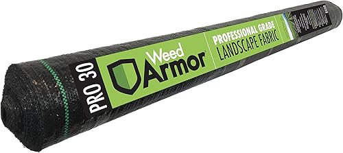 Weed Armor Pro 30, tela de paisaje de cubierta de suelo (6 x 300 pies), tela de barrera de malezas, tela de grado comercial, estabilización, tela de