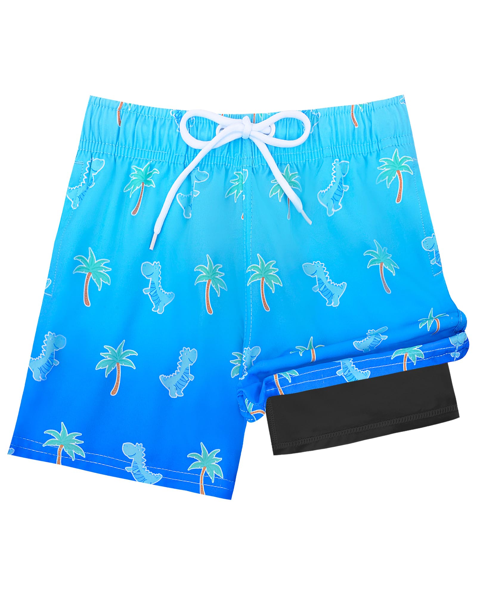 Resiprolty Toddler Swim Trunks with Compression Liner Quick Dry Toddler Bathing Suits Boys Swim Shorts Swimsuit Kids Swimwear