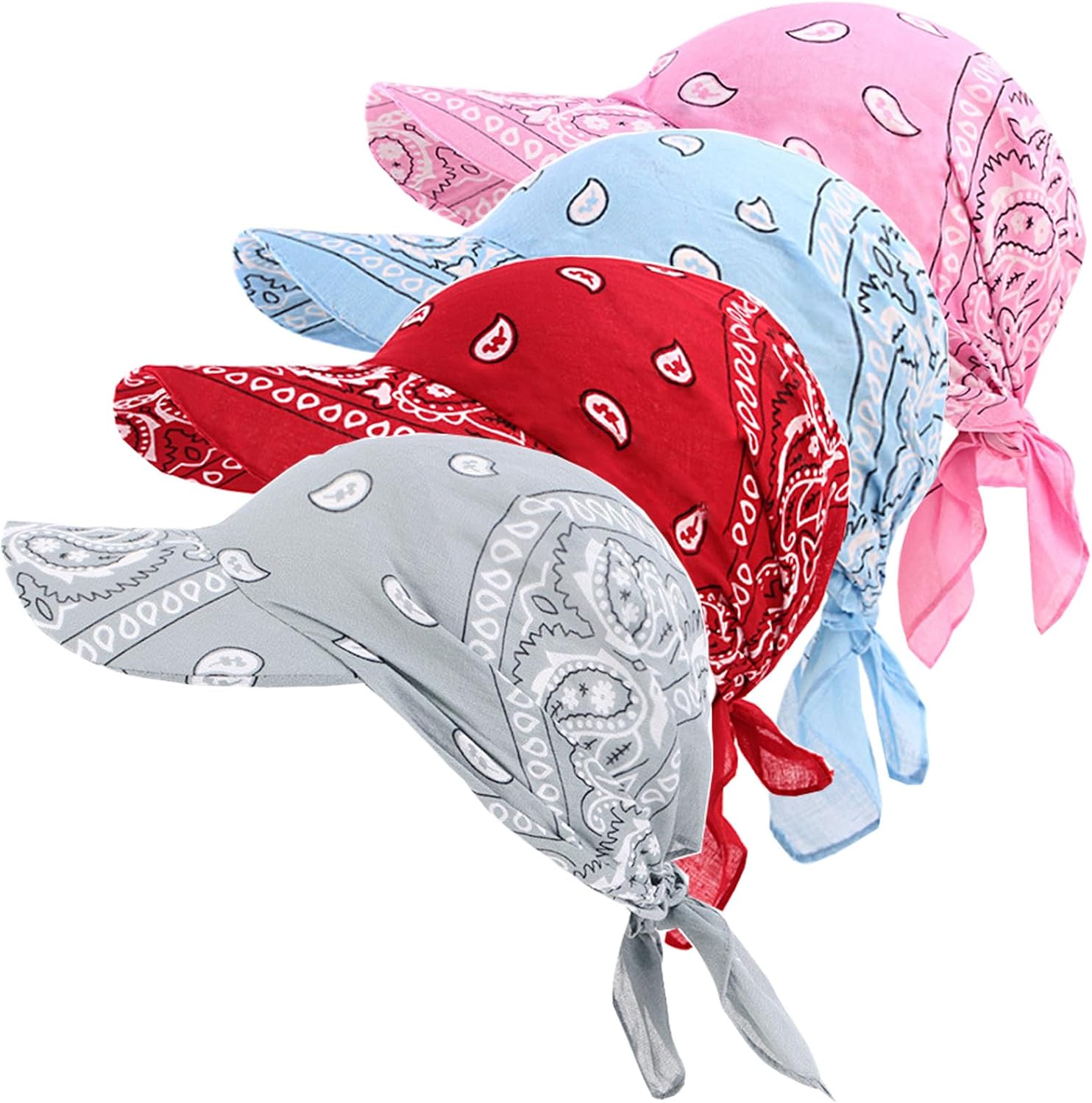 4 Pieces Womens Brim Bandana Scarf Cap Sun Visor with Pre-Tied Turban Headscarf Head Cover Scarf Wrap Beach Outdoor Hat image 5