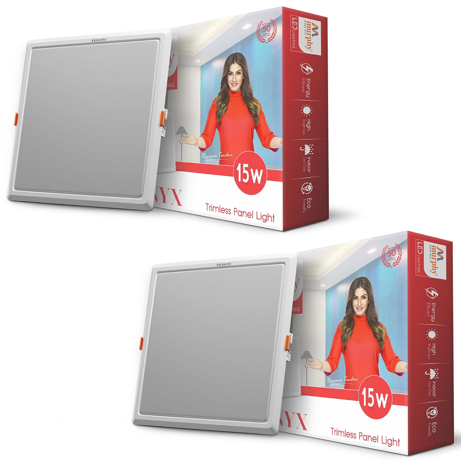 Murphy Trimless Square LED Panel Light – 15W Cool White | Glare-Free, Recessed Ceiling Downlight for Home & Commercial – P...