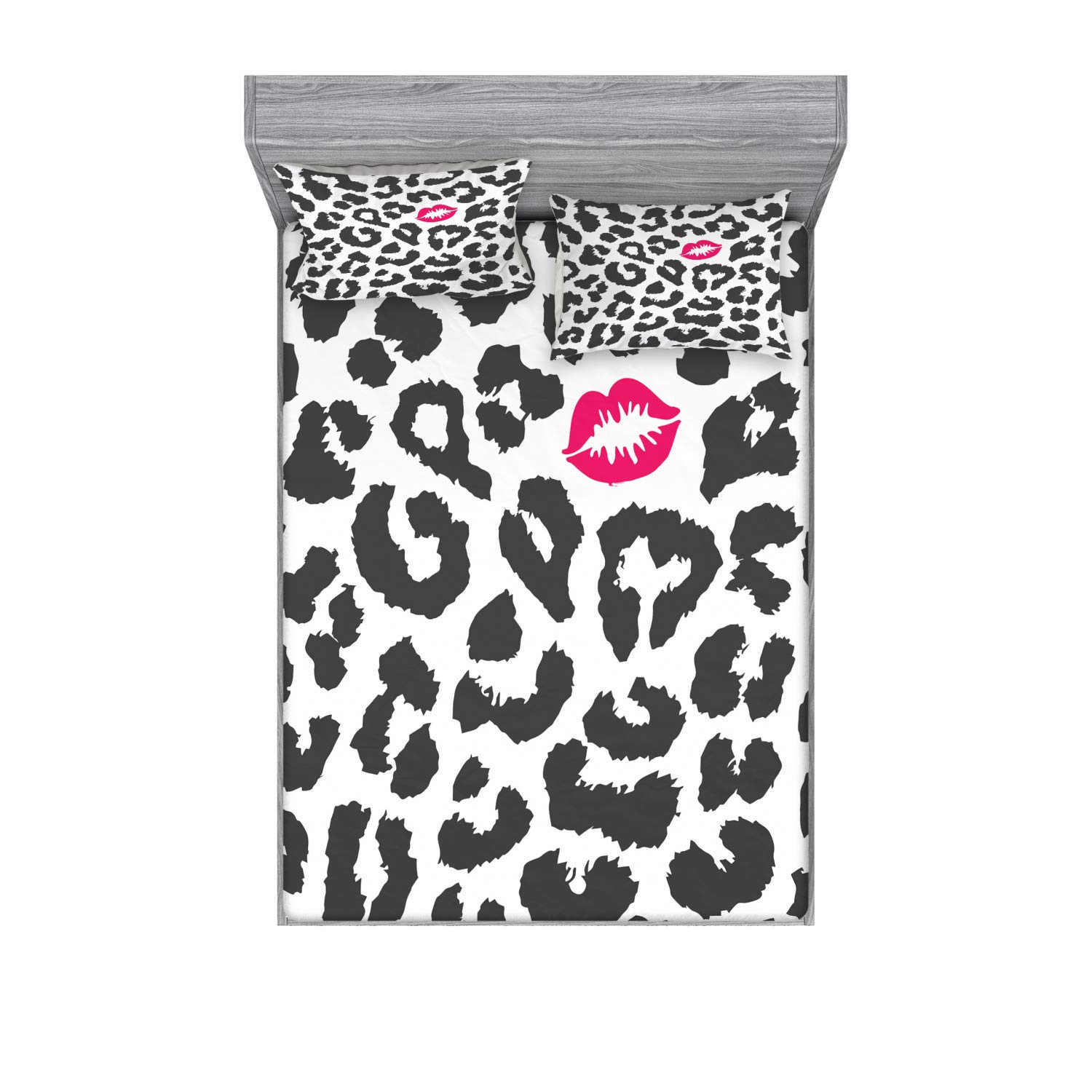 Ambesonne Safari Fitted Sheet And Pillow Sham Set Leopard Cheetah